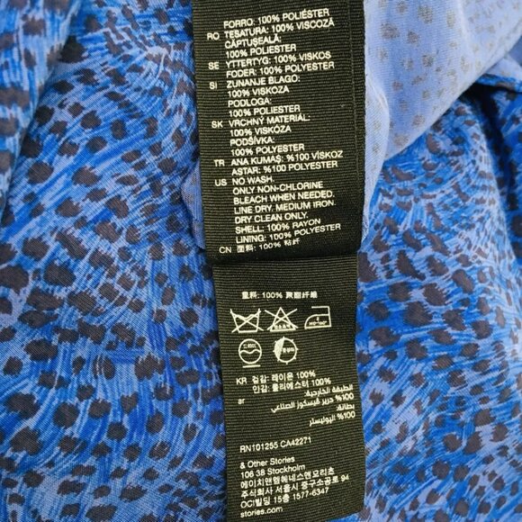 & Other Stories Leopard Print Midi Slip Dress Sz 0 Adjustable Straps Side Slits - Picture 15 of 15